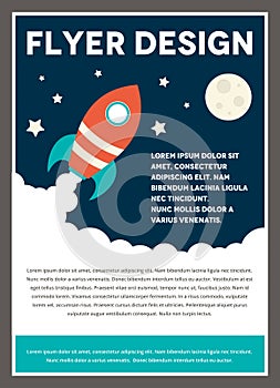 Space Rocket Flyer Template Design