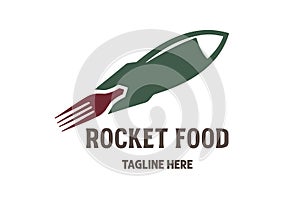 Space Rocket with Fork for Food Catering Cook Fast Delivery Service Logo Design