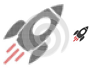 Space Rocket Halftone Dot Icon