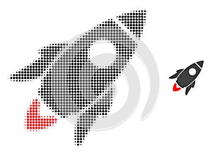 Space Rocket Halftone Dot Icon