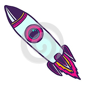 Space rocket icon, hand drawn style