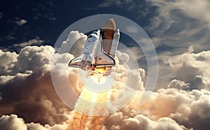 Space rocket. Illustration AI Generative