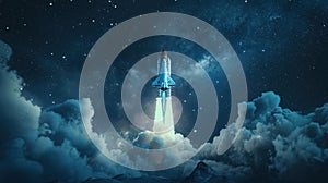 The space rocket launch. AI generated photo