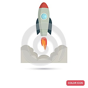 Space Rocket Launch color flat icon for web and mobile design