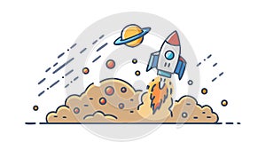 Space Rocket Launch Exploration Vector Design, vector design Generative AI