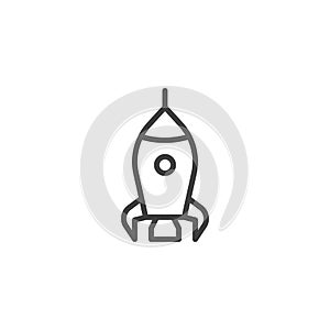 Space rocket launch line icon