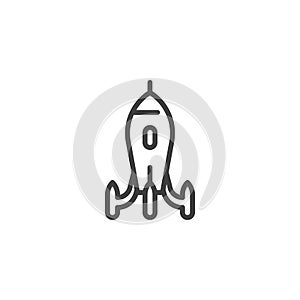 Space rocket launch line icon