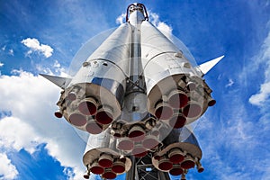 Space rocket on launch pad