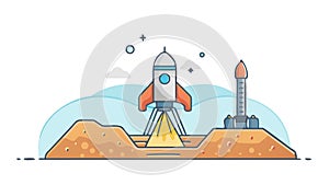 Space Rocket Launch Pad Vector, vector design Generative AI