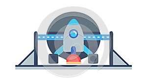 Space Rocket Launch Pad Vector Scene, vector design Generative AI