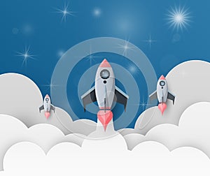 Space rocket launch. Start up concept flat style. vector illustration.