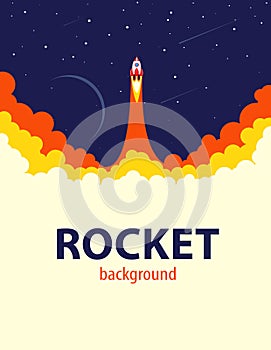 Space rocket launch. Vector illustration