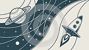 Space Rocket Launching into Cosmic Exploration, vector design Generative AI