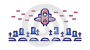 Space rocket launching from a planet, cosmic exploration, futuristic adventure, vector design Generative AI