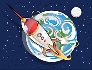 Space rocket out of earth
