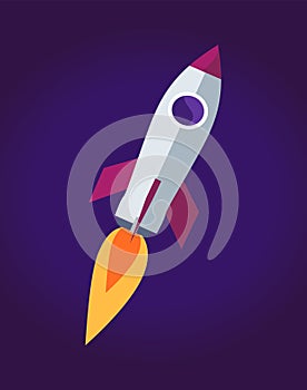 Space Rocket Ship Poster, Vector Illustration