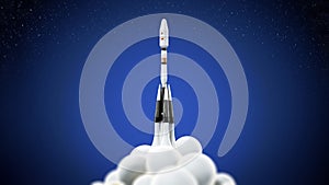 Space rocket ship launching to space. 3D illustration