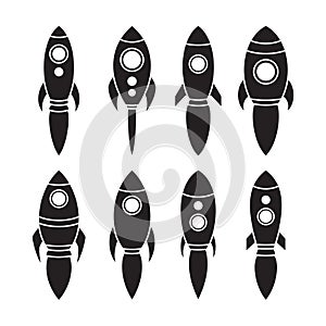 Space Rocket Silhouette Design Collection Set