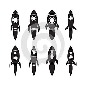 Space Rocket Silhouette Design Collection Set