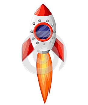 Space Rocket Start Up and Launch Symbol New Businesses Innovation Development Flat Design Icons Set Template Vector Illustration.