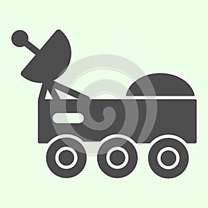 Space rover with radio telescope solid icon. Space explorer car glyph style pictogram on white background. Universe and