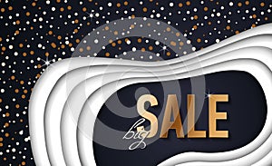 Space sale banner with paper cut black background, space design for banner, flyer, invitation, poster, web site or greeting card.