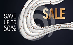 Space sale banner with paper cut black background, space design for banner, flyer, invitation, poster, web site or greeting card.
