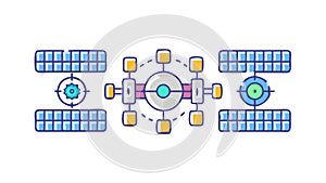 Space Satellite Array: Communication, Tech Global Connectivity, vector design Generative AI