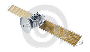Space satellite communication. 3d render sputnik illustration. Satelite isolated on white background