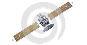 Space satellite communication. 3d render sputnik illustration. Satelite isolated on white background photo