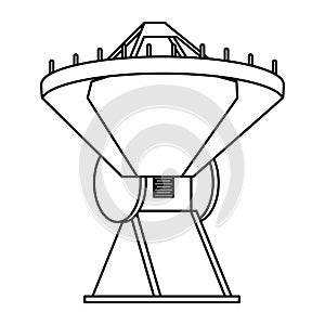 Space satellite in ground symbol isolated in black and white