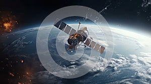 Space satellite monitoring from earth orbit weather from space, hurricane, Typhoon on planet earth, NASA. Generative Ai
