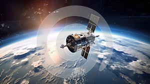 Space satellite monitoring from earth orbit weather from space, hurricane, Typhoon on planet earth, NASA. Generative Ai