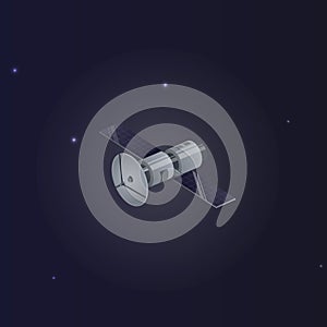 Space satellite. Navigation and communication spacecraft. Vector illustration