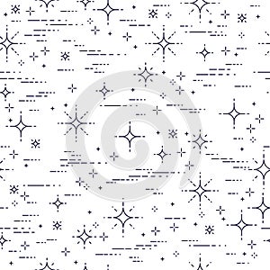 Space seamless background with stars, undiscovered galaxy cosmic fantastic and interesting textile fabric for children, endless