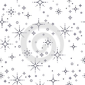 Space seamless background with stars, undiscovered galaxy cosmic fantastic and interesting textile fabric for children, endless