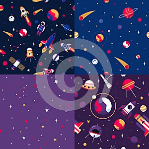 Space Seamless Pattern 4 Samples Square