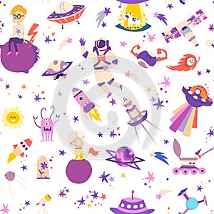 Space seamless pattern vector illustrations