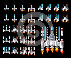 Space Ship Pixel Art Video Arcade Game Cartoon photo