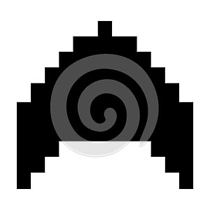 Space ship flying 8 bits pixelated silhouette