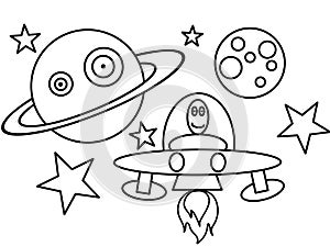 Space ship high quality coloring page