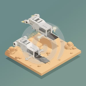 Space Ship Isometric Composition