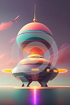 space ship, moody, fluffy,alejandro jodorowsky, studio ghibli, beeple James Gilleard Justin Gerard ornate, dynamic, particulate,