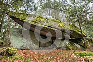 Space ship rock near Thurmansbang megalith granite rock formation in bavarian forest, Germany