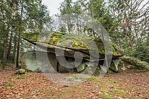 Space ship rock near Thurmansbang megalith granite rock formation in bavarian forest, Germany