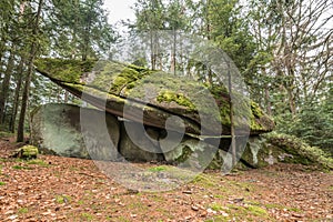 Space ship rock near Thurmansbang megalith granite rock formation in bavarian forest, Germany