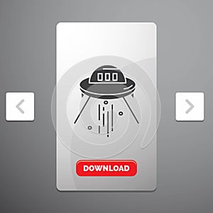 space ship, space, ship, rocket, alien Glyph Icon in Carousal Pagination Slider Design & Red Download Button