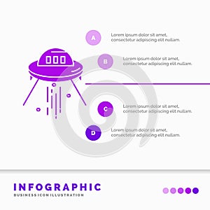 space ship, space, ship, rocket, alien Infographics Template for Website and Presentation. GLyph Purple icon infographic style