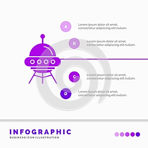 space ship, space, ship, rocket, alien Infographics Template for Website and Presentation. GLyph Purple icon infographic style