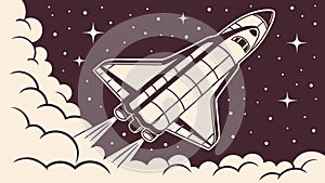 Space Shuttle Ascending Through Clouds Vector, vector design Generative AI